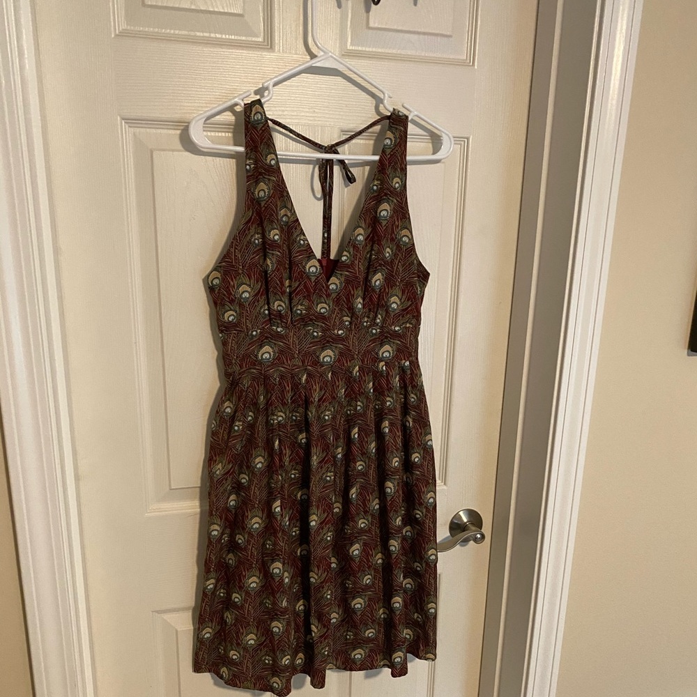 Summer Dress with Peacock Feather Print